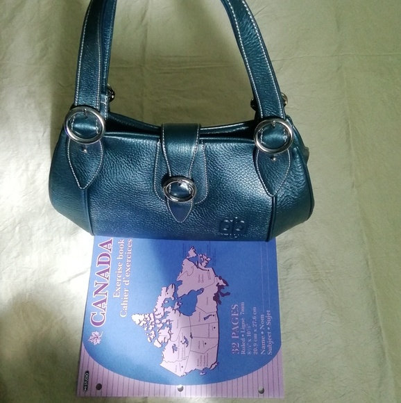 Arnaldo Bassini Italy teal leather shoulder bag - Picture 6 of 8